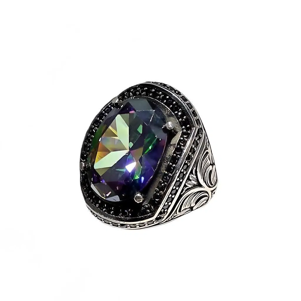MistikTopaz ve Zirkon Taşlı Gümüş Yüzük 240054317G22Y