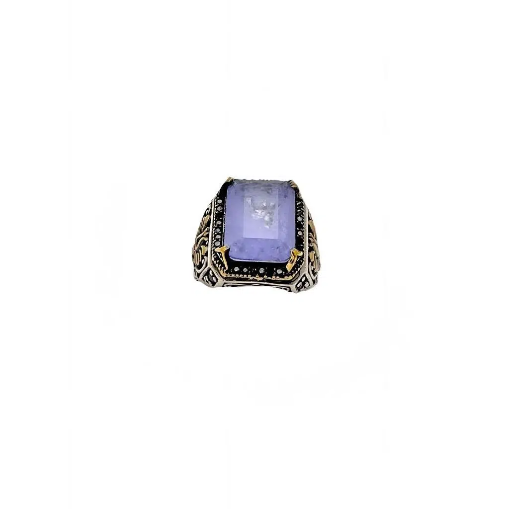 Paraiba ve Zirkon Taşlı Erkek Gümüş Yüzüğü 230047232G24Y Paraiba ve Zirkon Taşlı Erkek Gümüş Yüzüğü 230047232G24Y