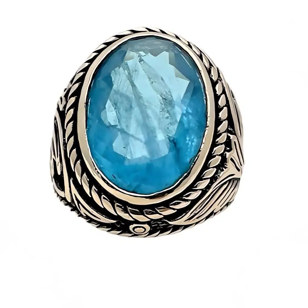Paraiba Taşlı Gümüş Yüzük 240053179G20Y Paraiba Taşlı Gümüş Yüzük 240053179G20Y